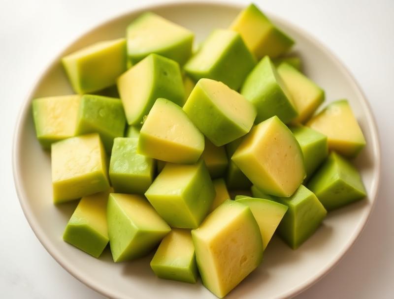Dados grandes de aguacate maduro