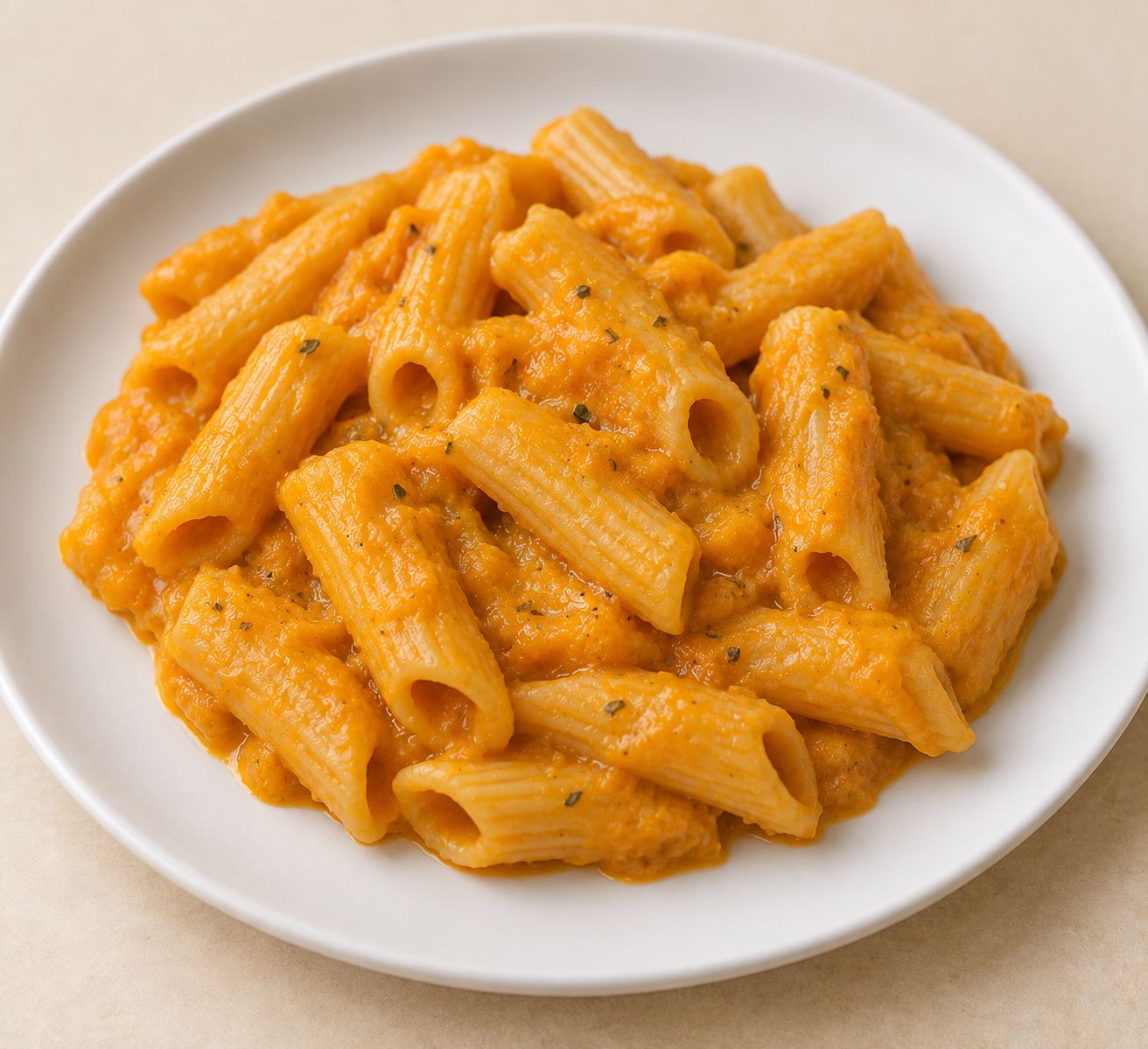 Macarrones con salsa cremosa de calabaza