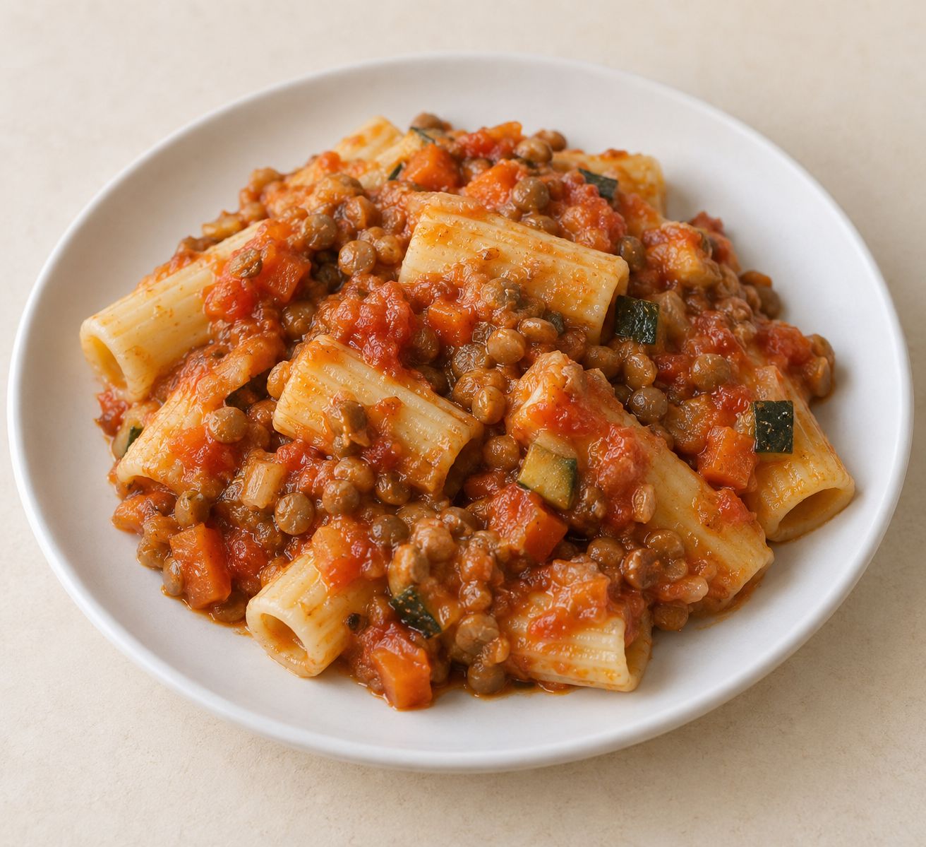 Boloñesa de lentejas con pasta