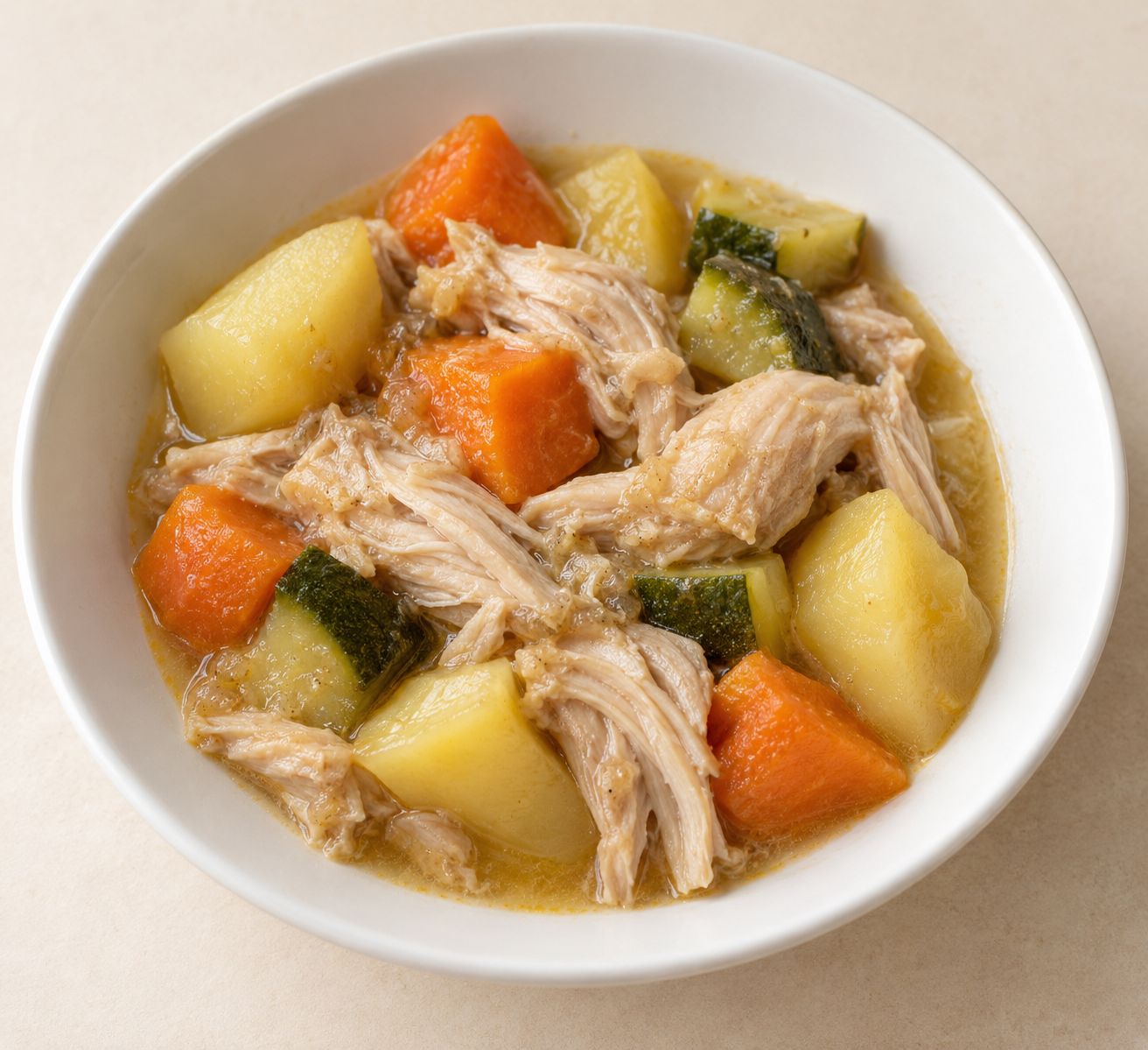 Pollo guisado con patata y verduras