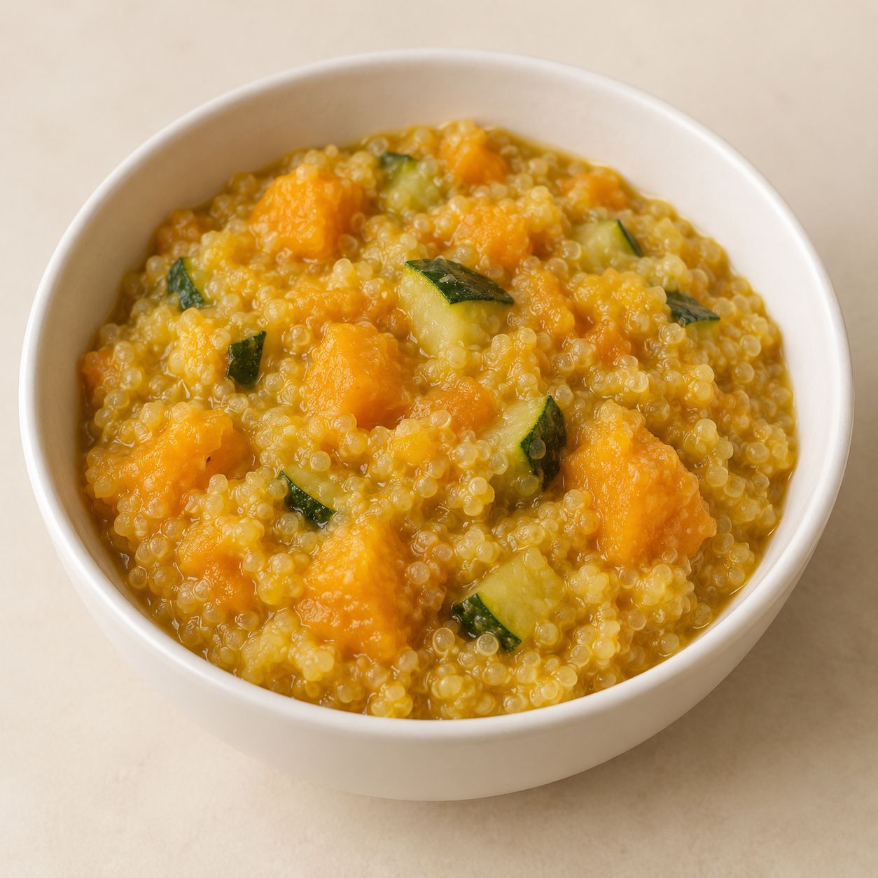 Quinoa melosa con calabaza y calabacín