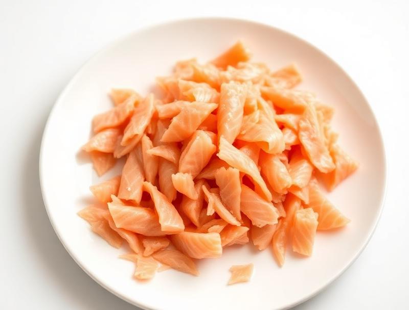 Salmón al vapor desmenuzado