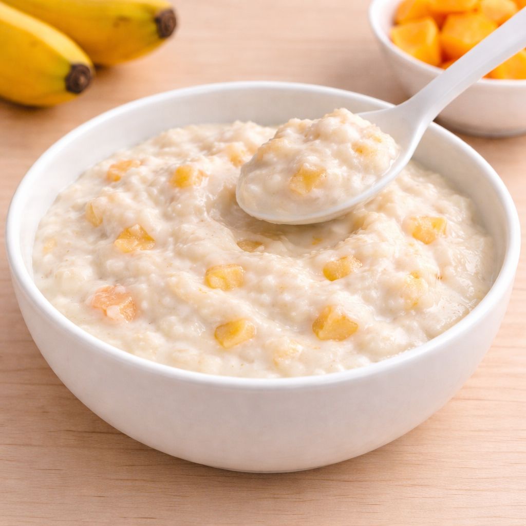 Yogur natural entero con fruta machacada