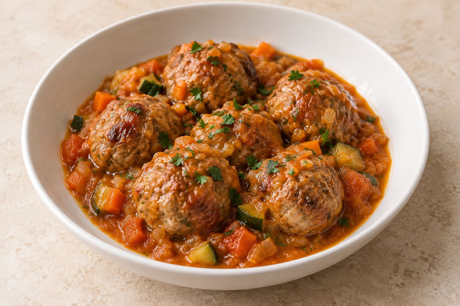 Albóndigas de ternera con verduras