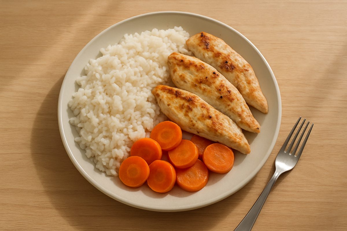 Arroz blanco con pollo a la plancha