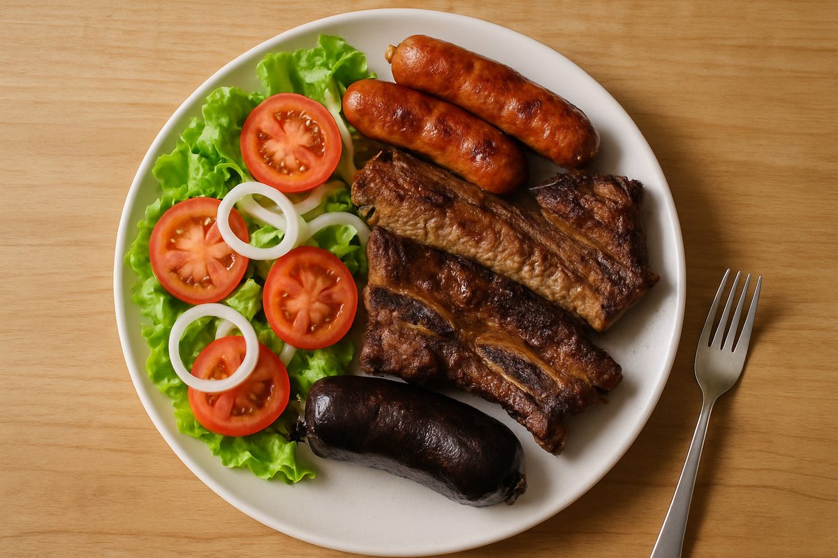 Asado a la parrilla con ensalada