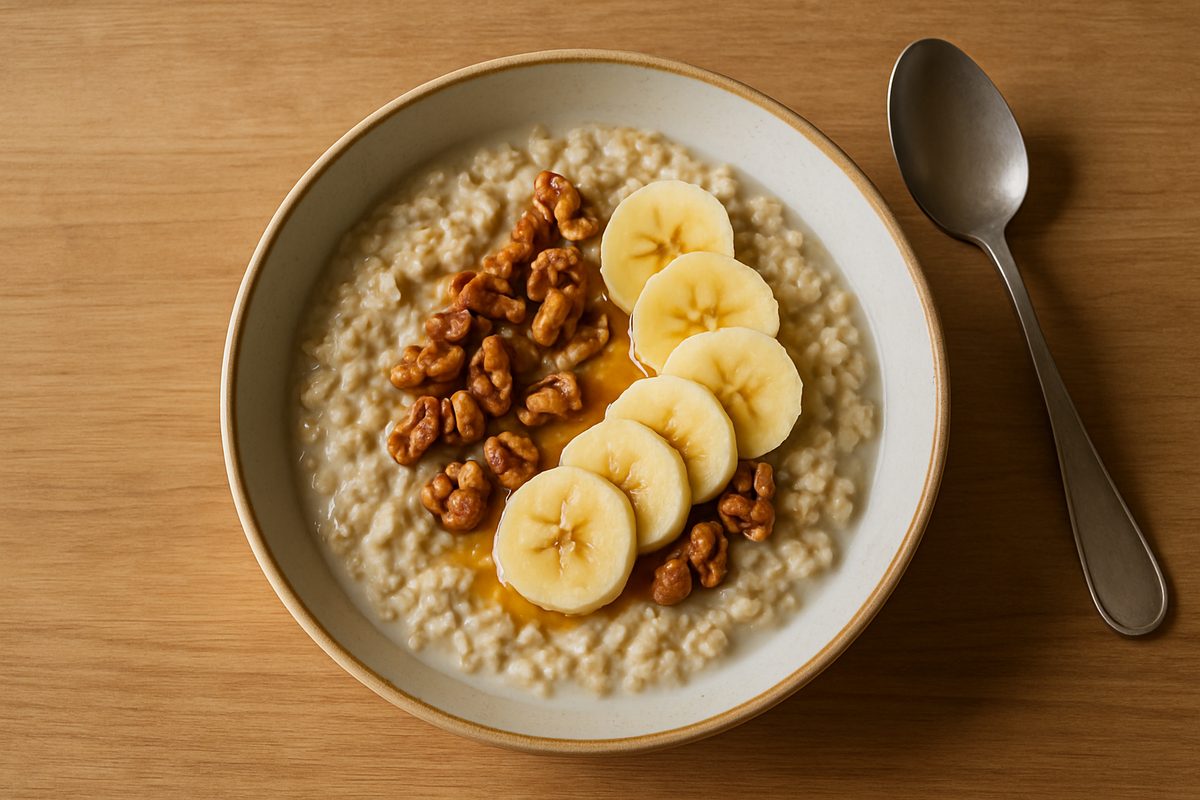Avena con banana y nueces
