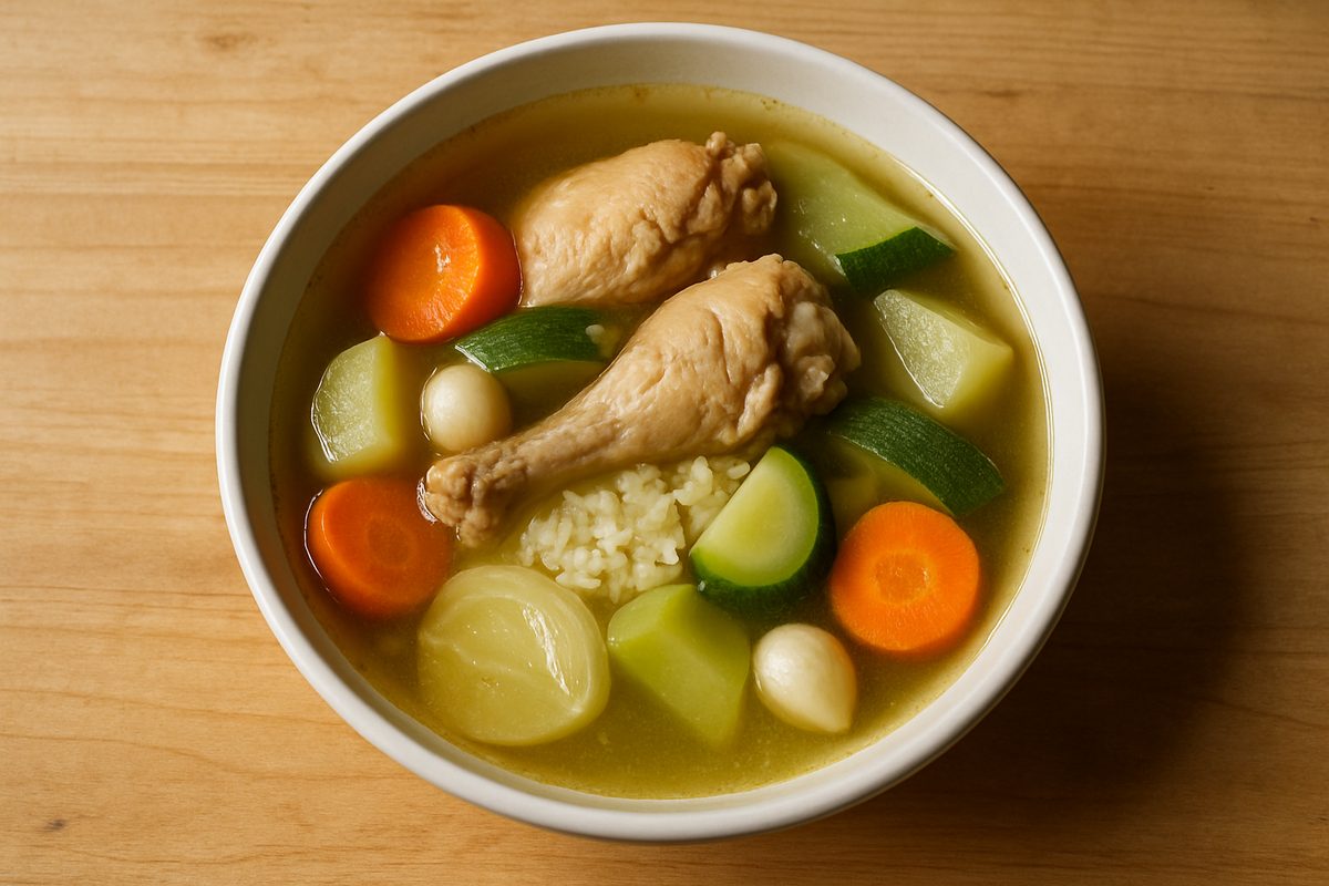 Caldo de pollo con verduras
