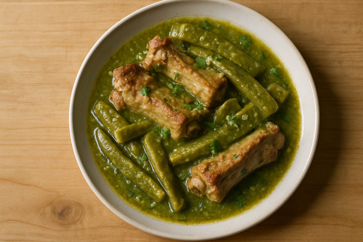 Costillas de cerdo en salsa verde con nopales