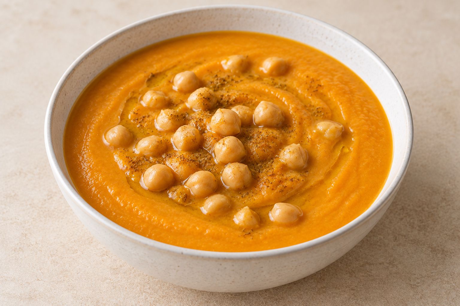 Crema de calabaza con garbanzos