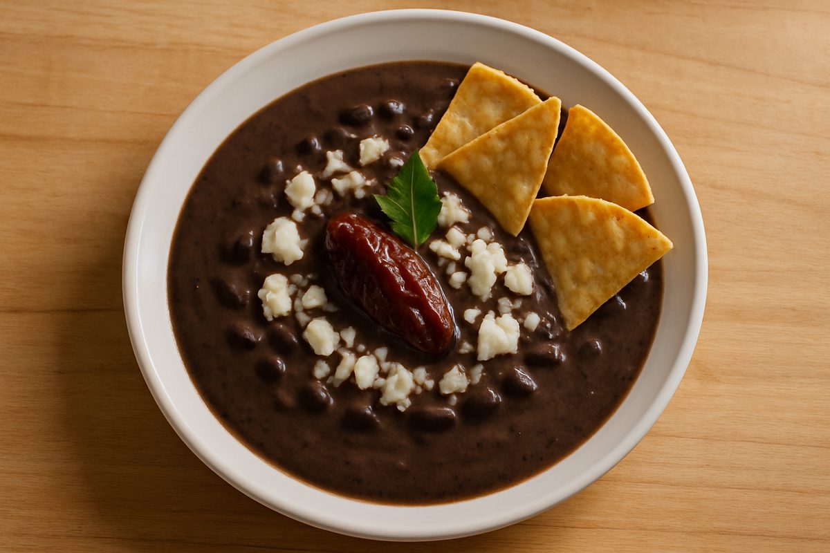 Crema de frijol con totopos