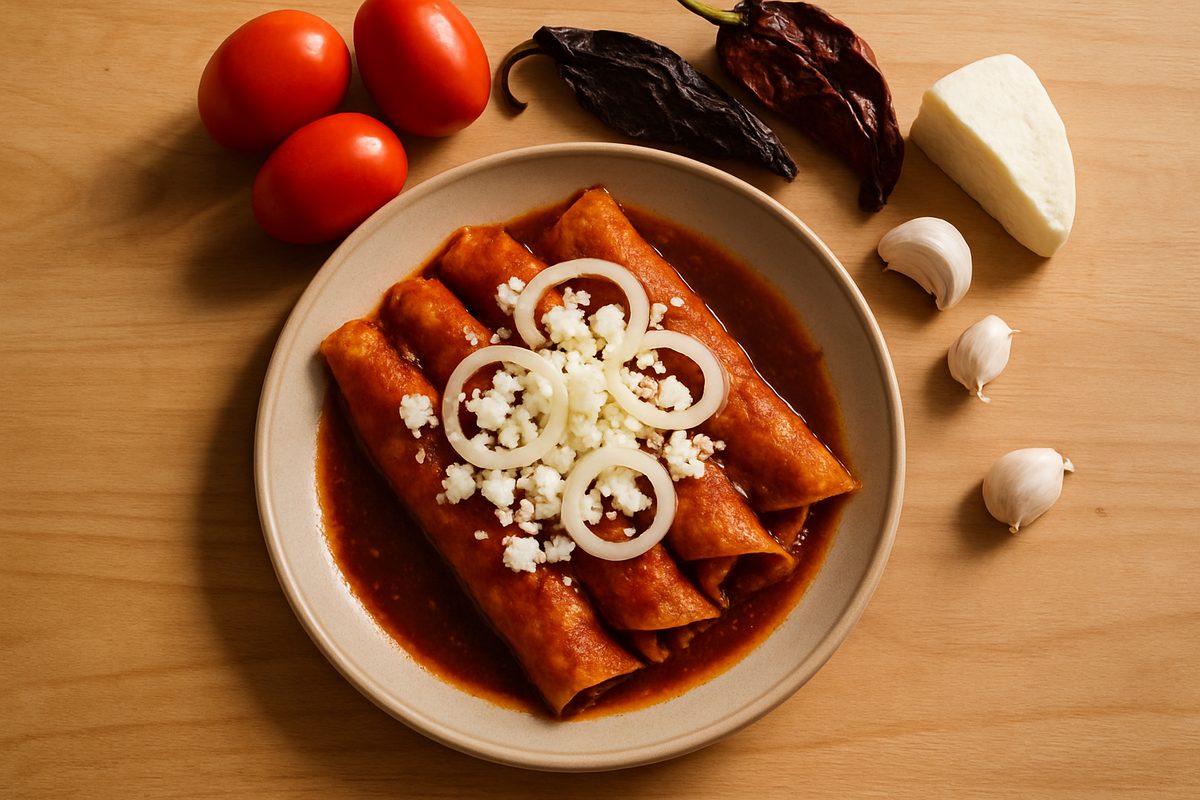 Enchiladas rojas de queso