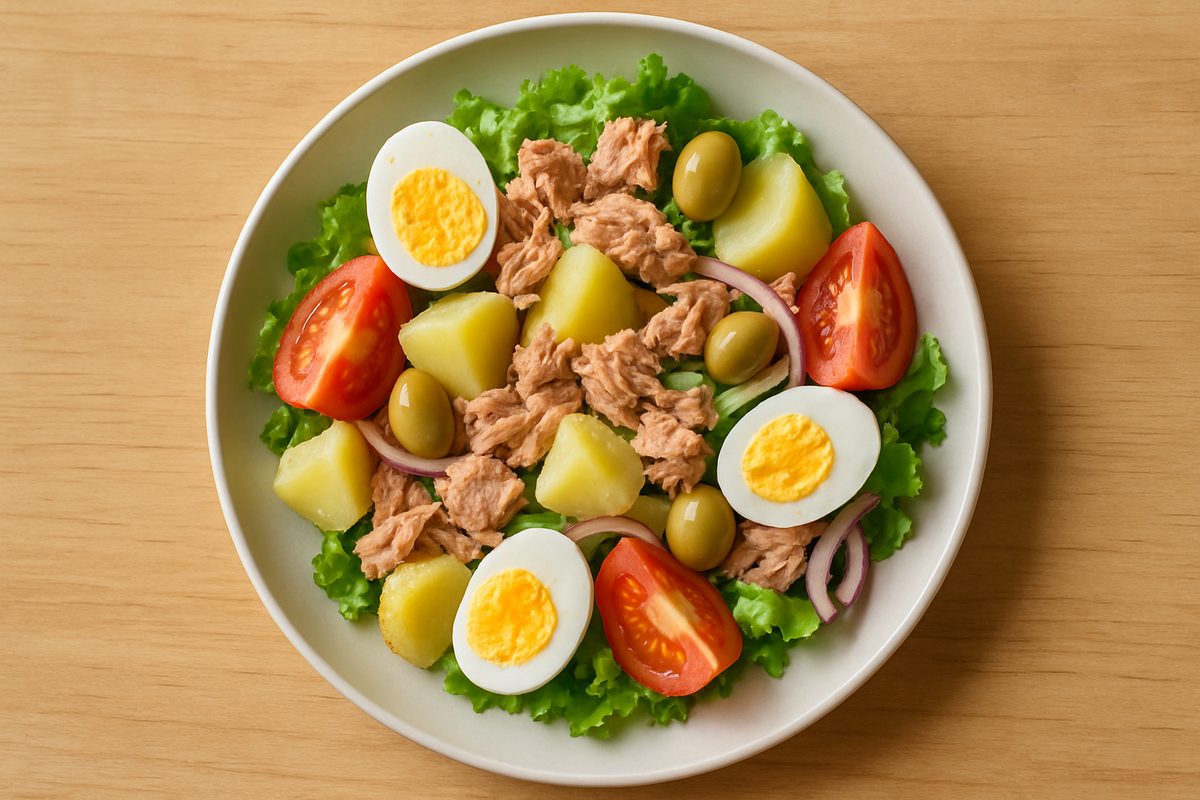 Ensalada de atún, huevo y papa