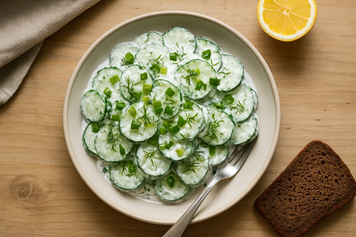 Ensalada de pepino y eneldo con crema agria