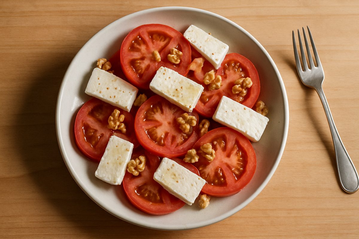 Ensalada de tomate con queso fresco