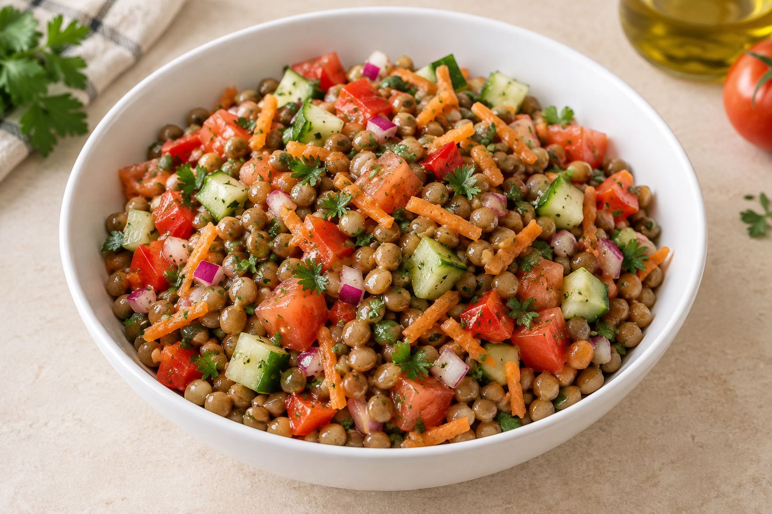Ensalada de lentejas con verduras