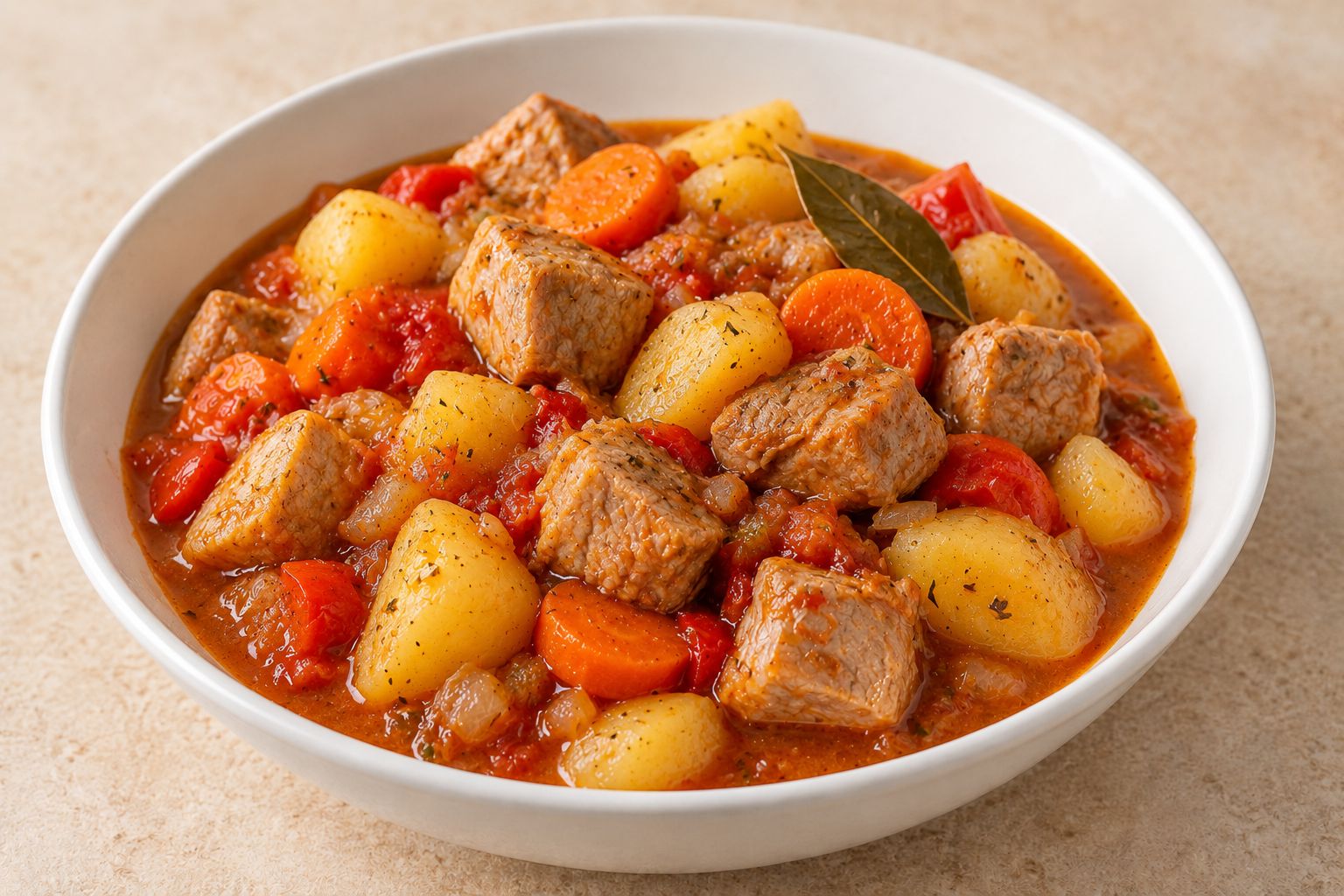 Estofado de cerdo con patatas y verduras