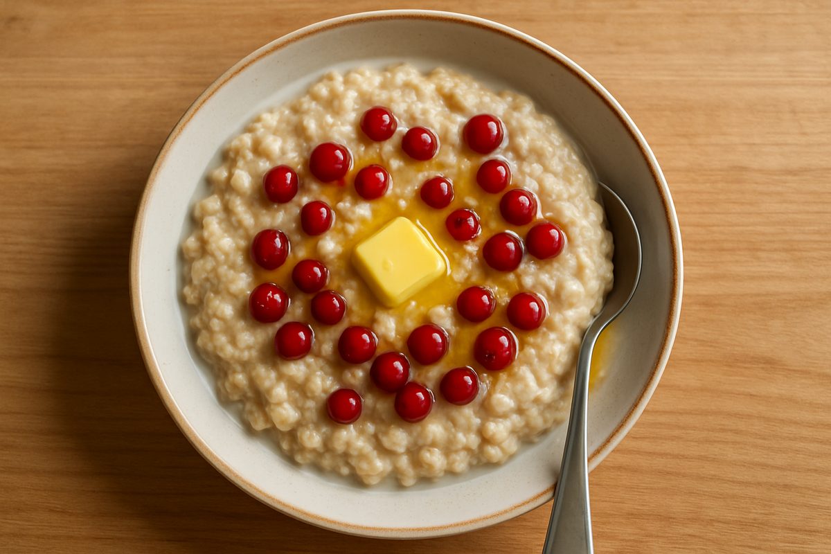 Gachas de avena con arándanos rojos