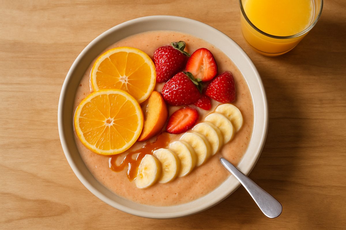Licuado de frutas con jugo de naranja