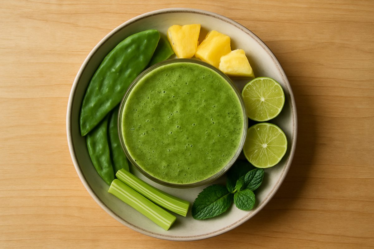 Licuado verde de nopal y piña