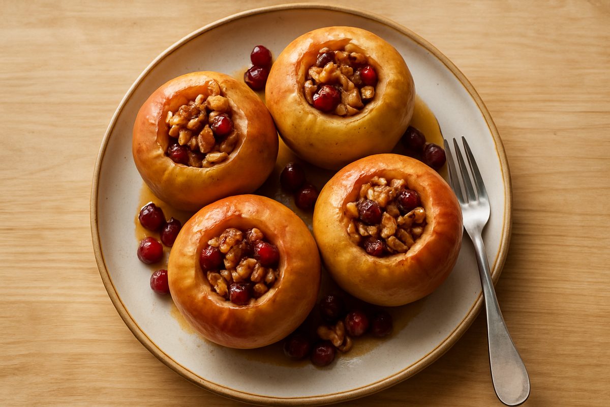 Manzanas al horno con canela y nueces