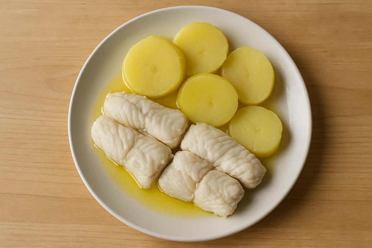 Merluza hervida con patata y aceite