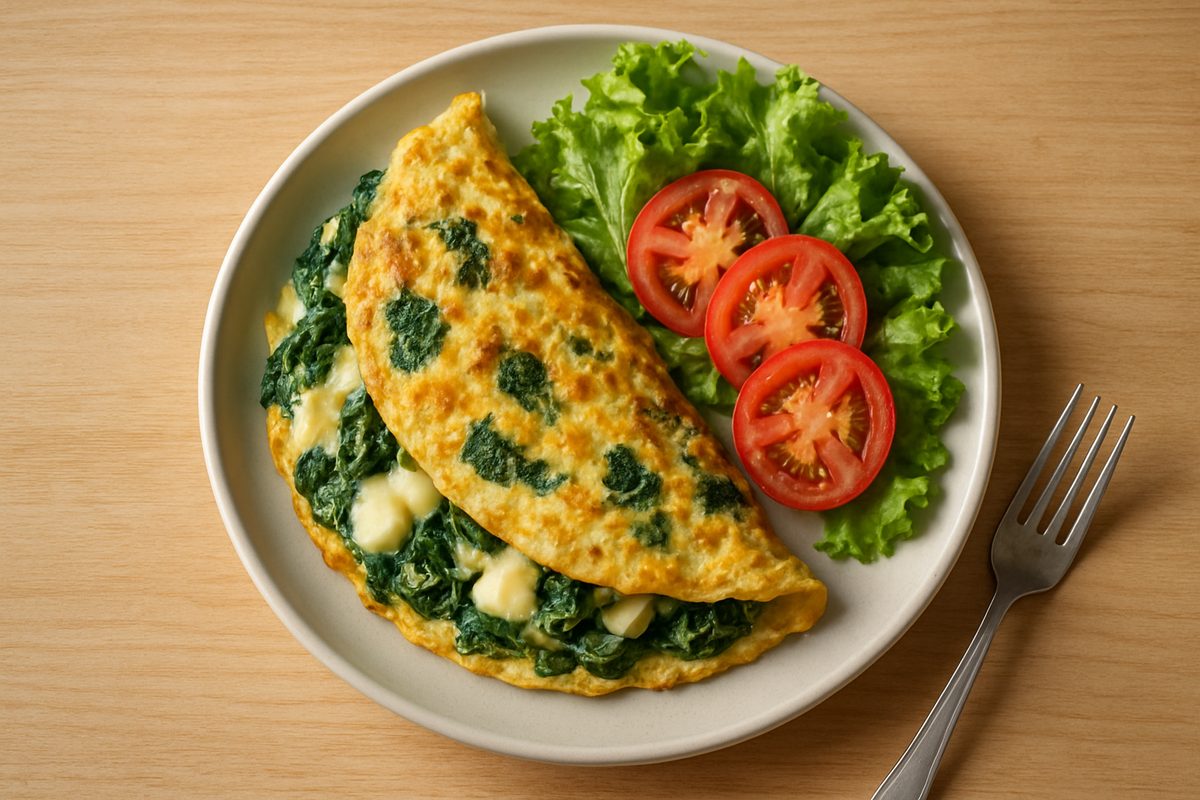 Omelette de queso y espinaca
