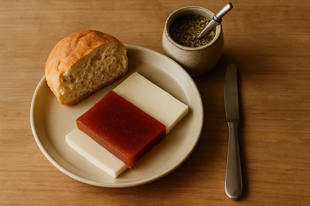 Pan casero con queso y dulce de membrillo