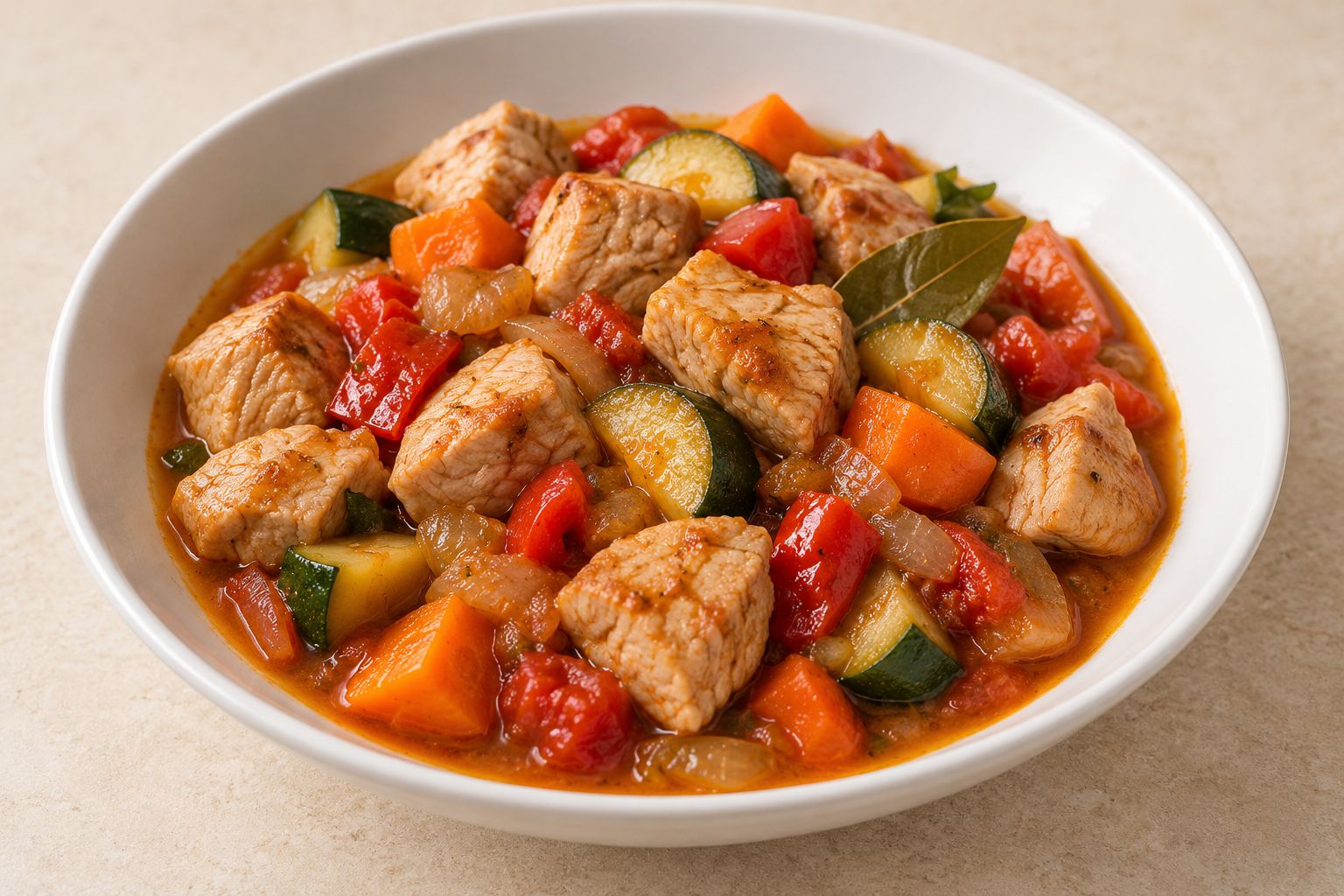 Pavo guisado con verduras