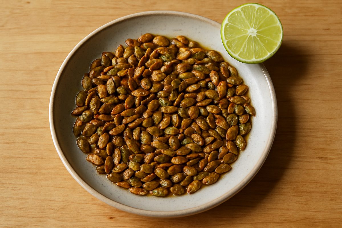 Pepitas tostadas con lima y chile