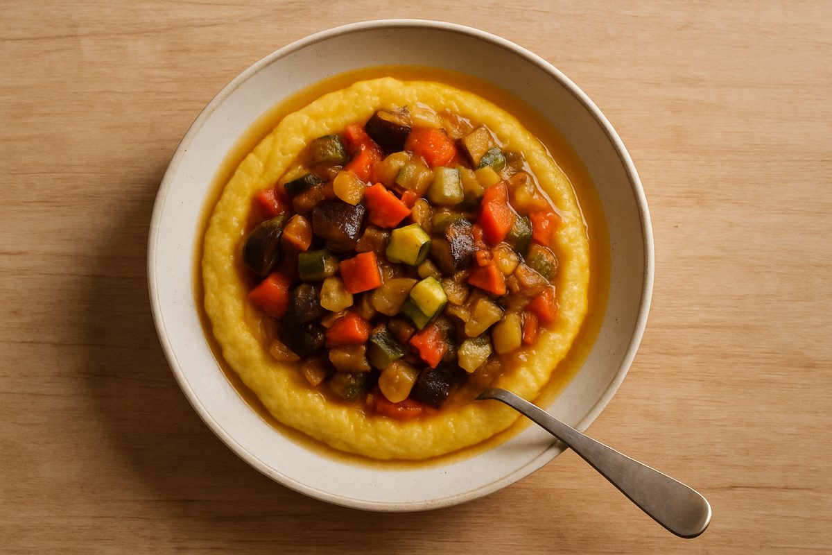 Polenta con salsa de verduras