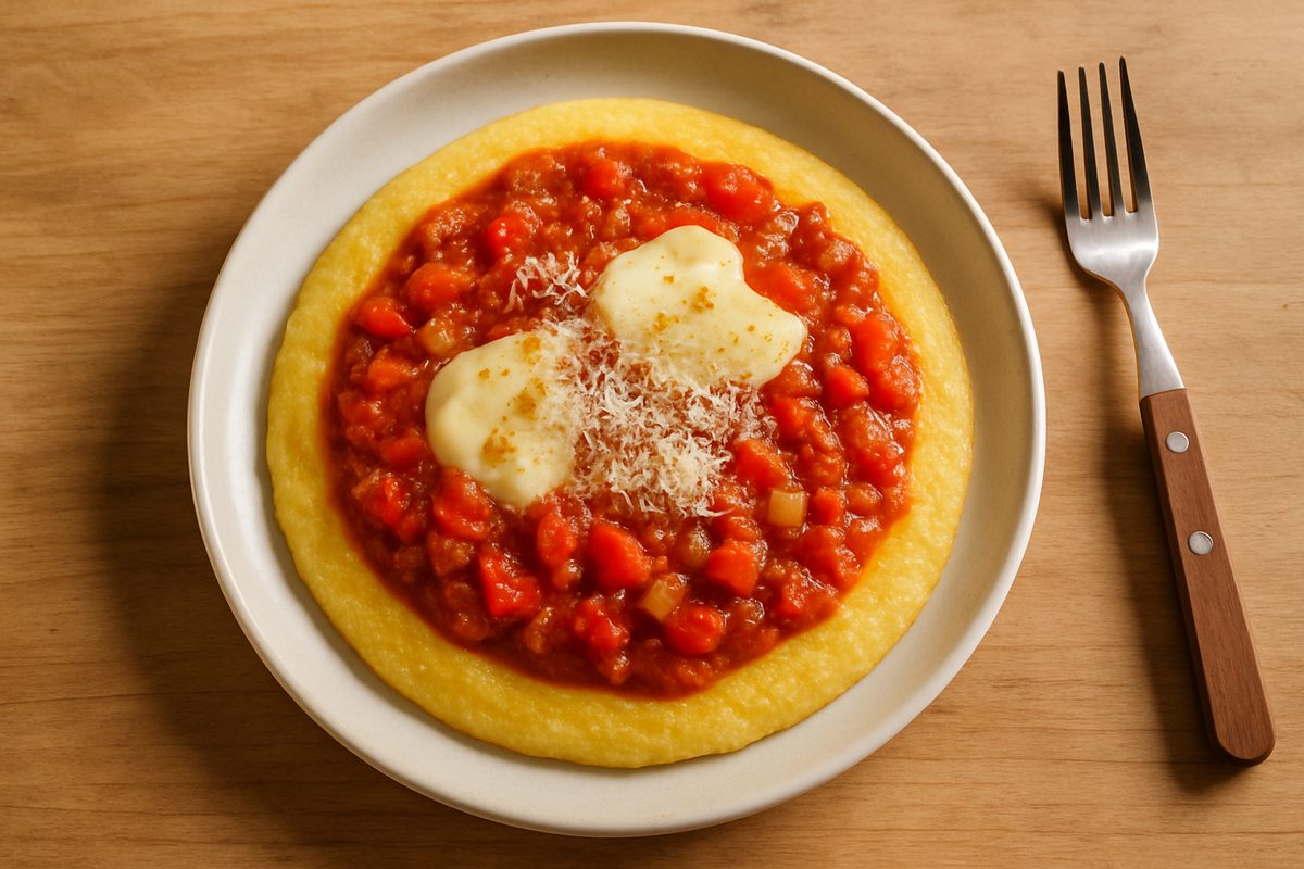 Polenta con tuco y queso
