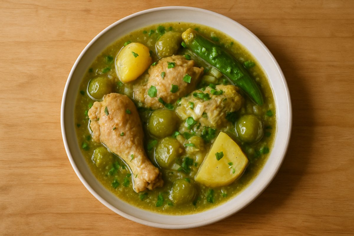 Pollo en salsa verde con papas