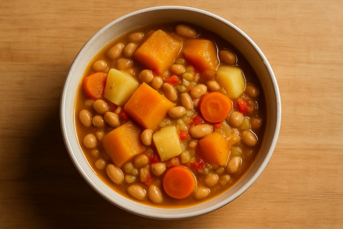 Porotos guisados con calabaza