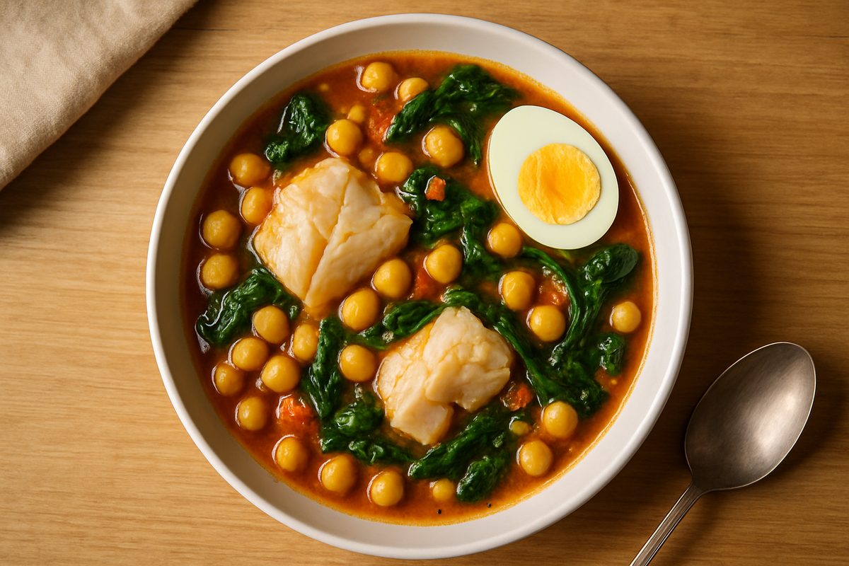 Potaje de garbanzos con bacalao