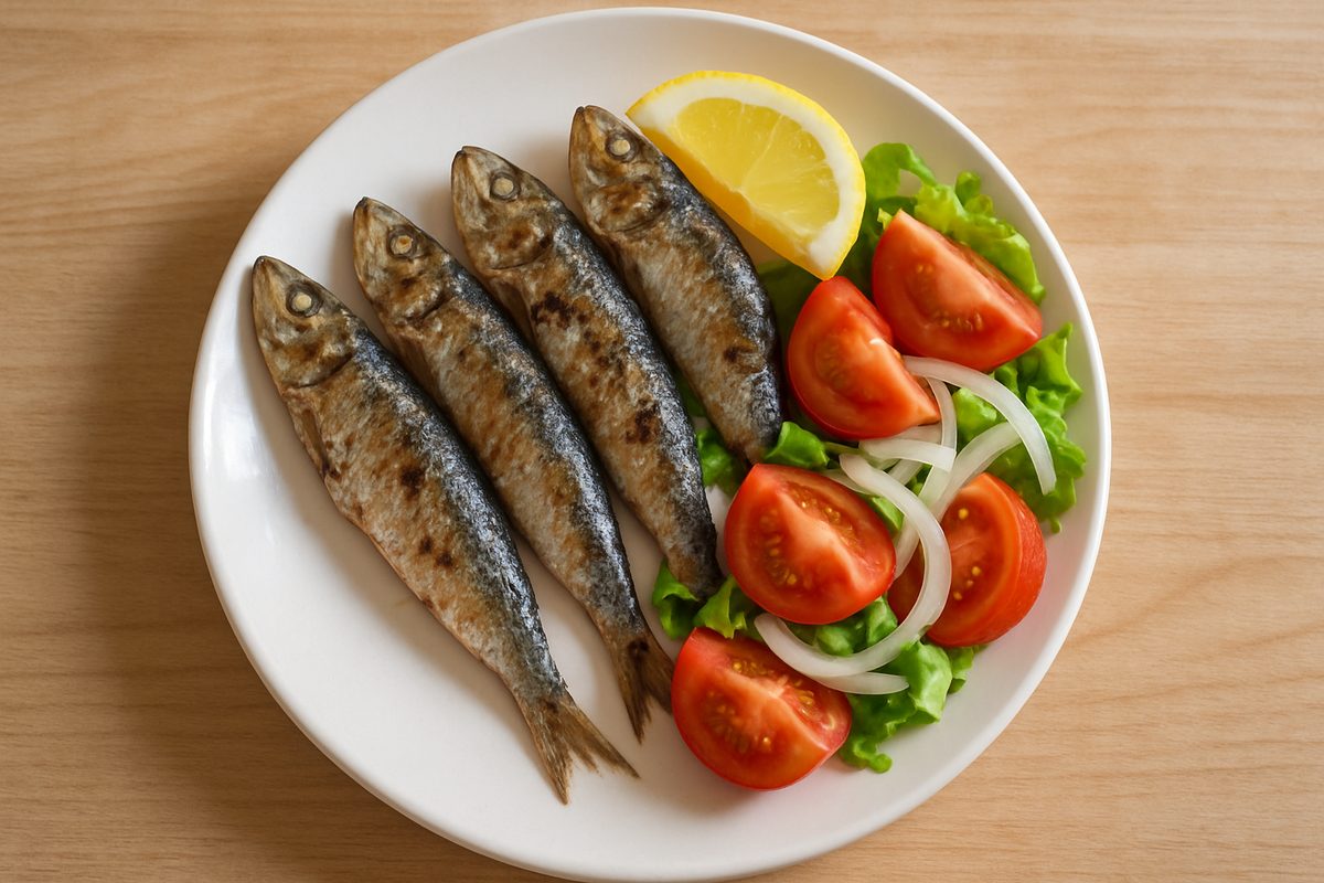 Sardinas a la plancha con ensalada