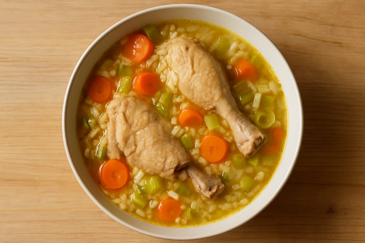 Sopa de arroz con pollo
