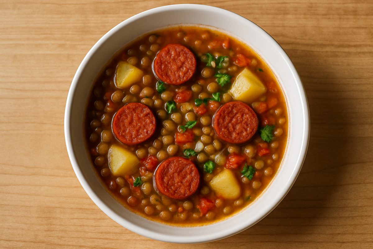 Sopa de lentejas con chorizo