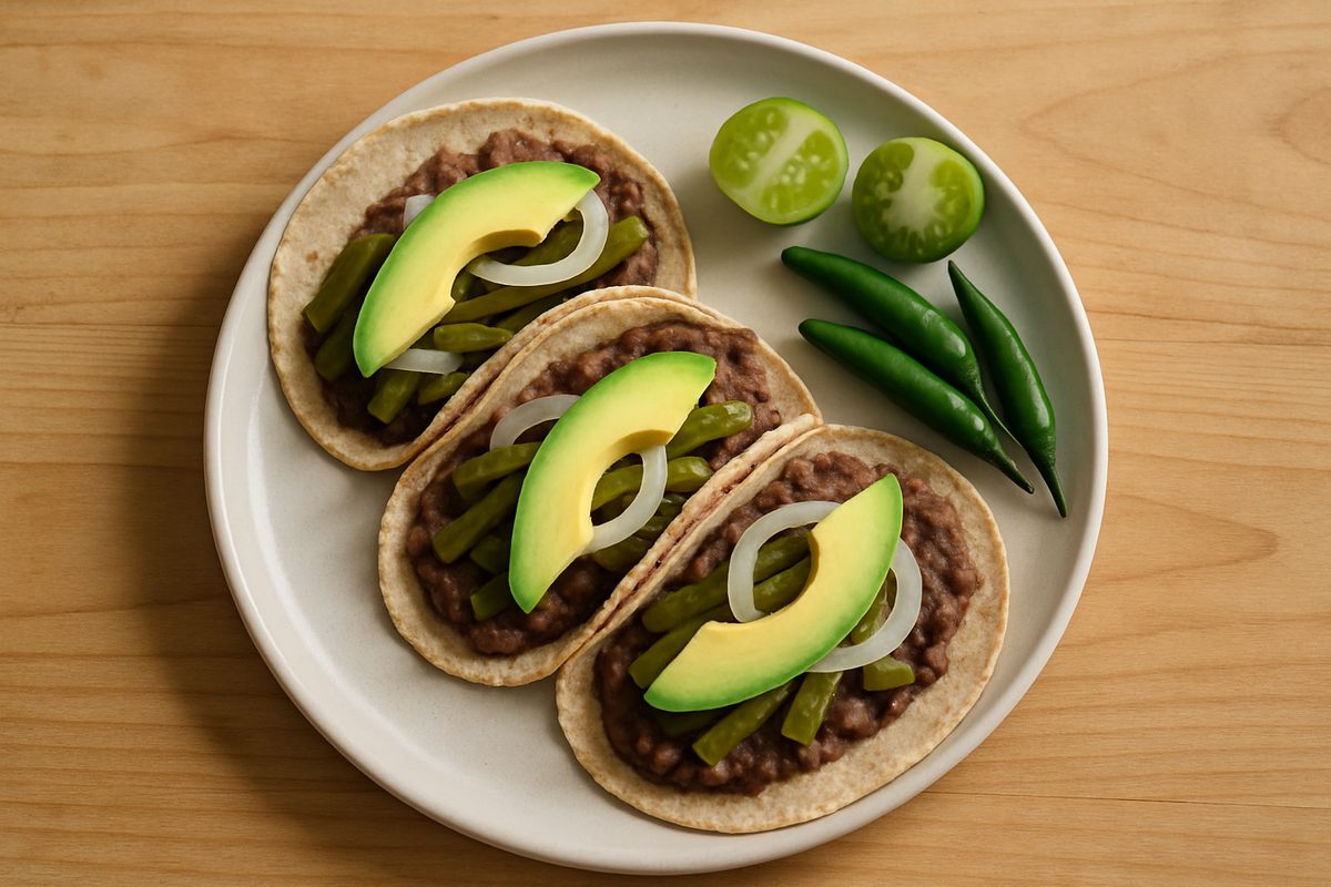 Tacos de nopal y frijol