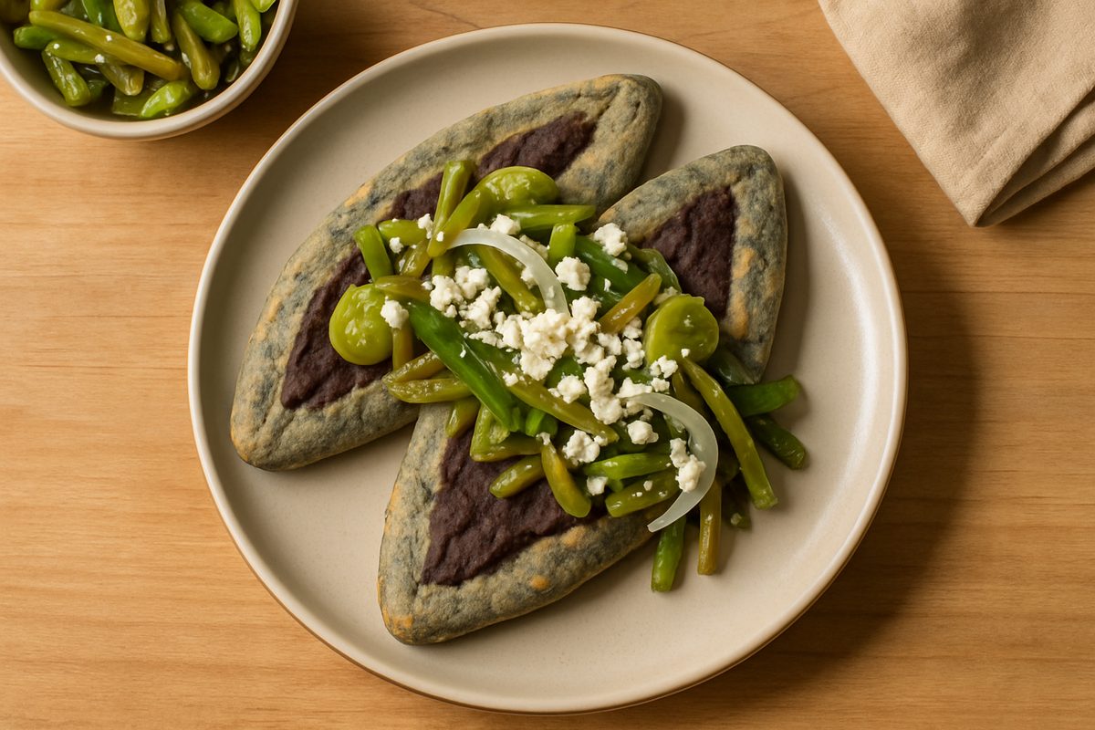 Tlacoyos de frijol con nopales