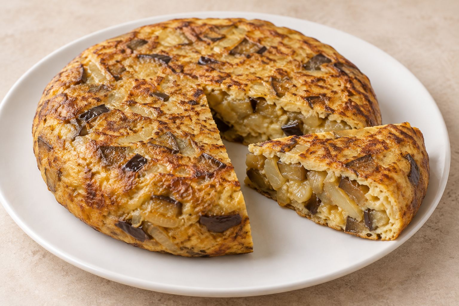 Tortilla de berenjena y cebolla