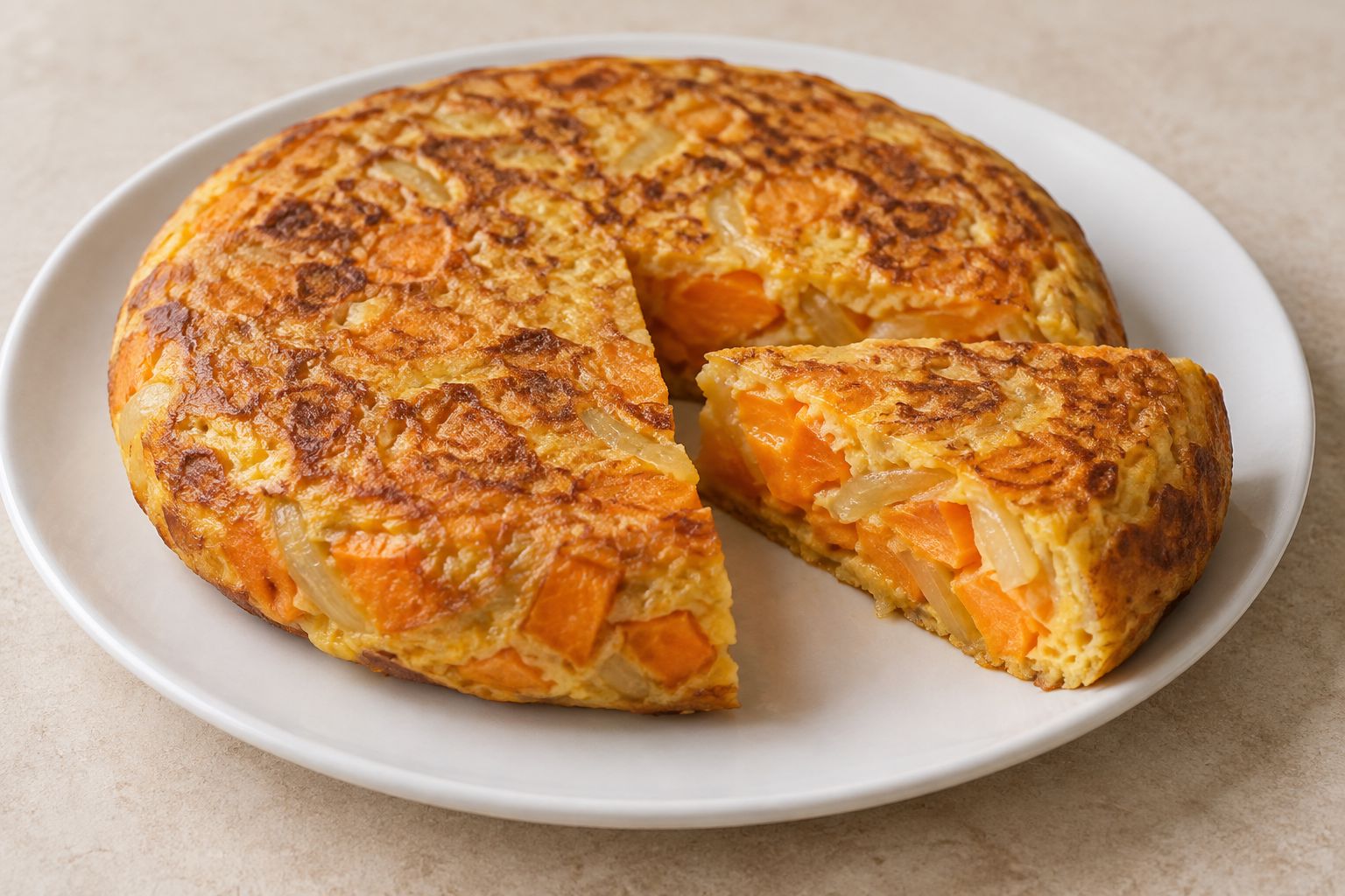 Tortilla de boniato y cebolla