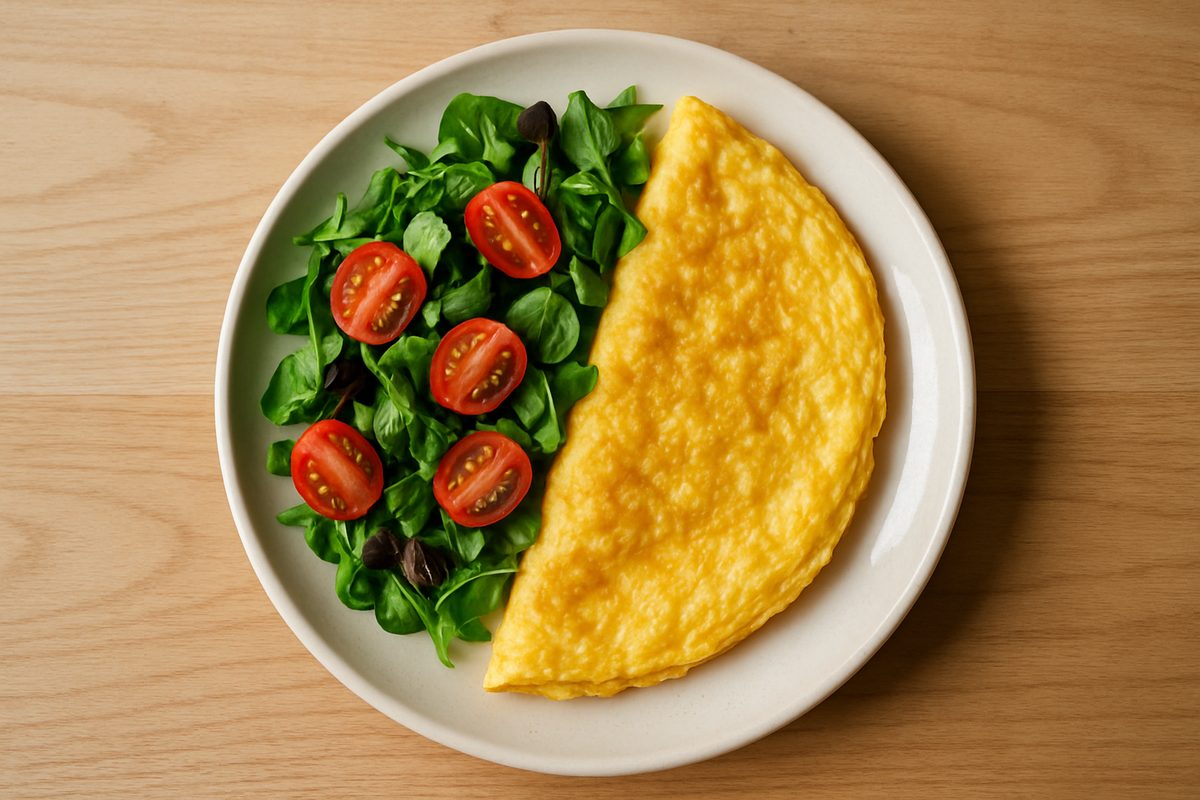 Tortilla francesa con ensalada