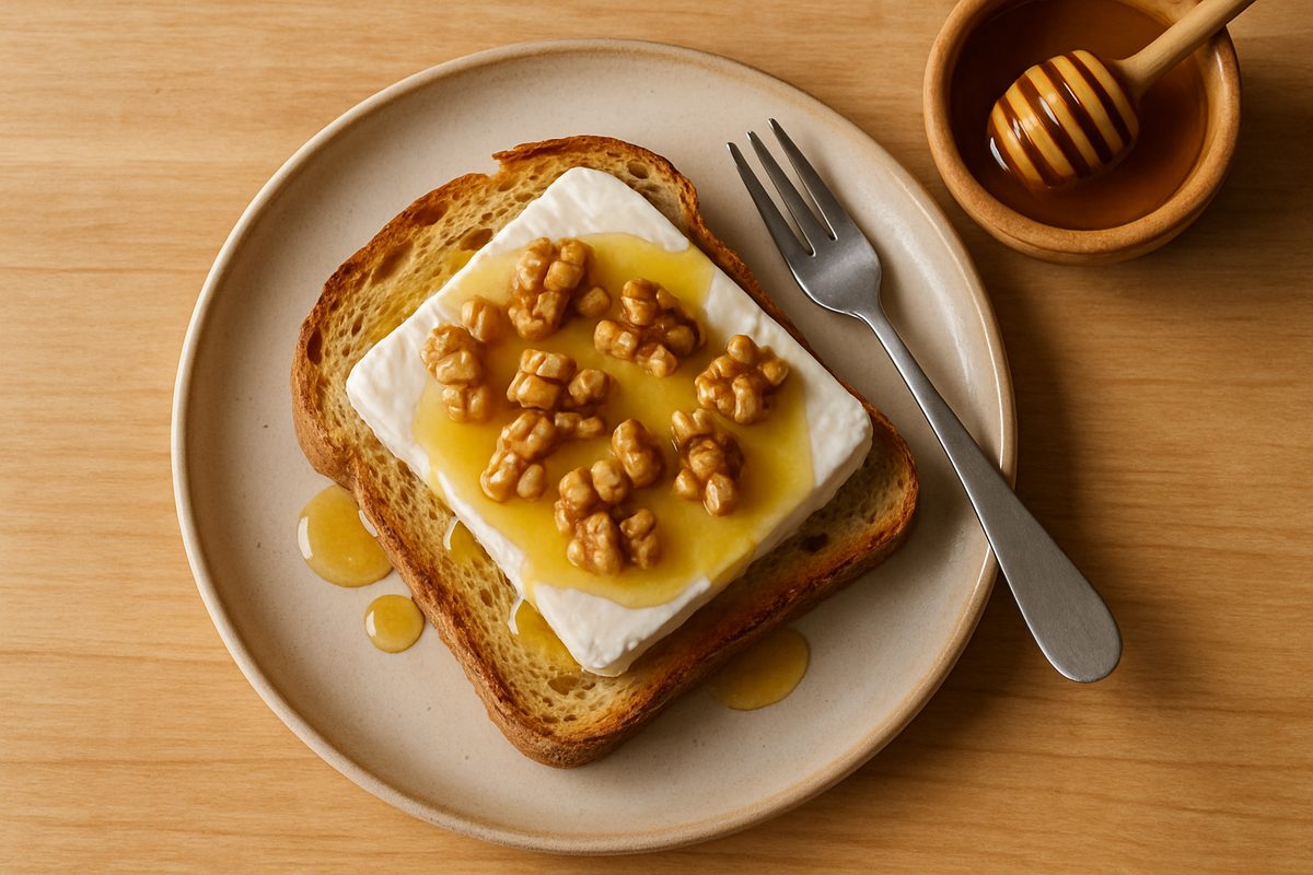 Tostada de queso fresco con miel